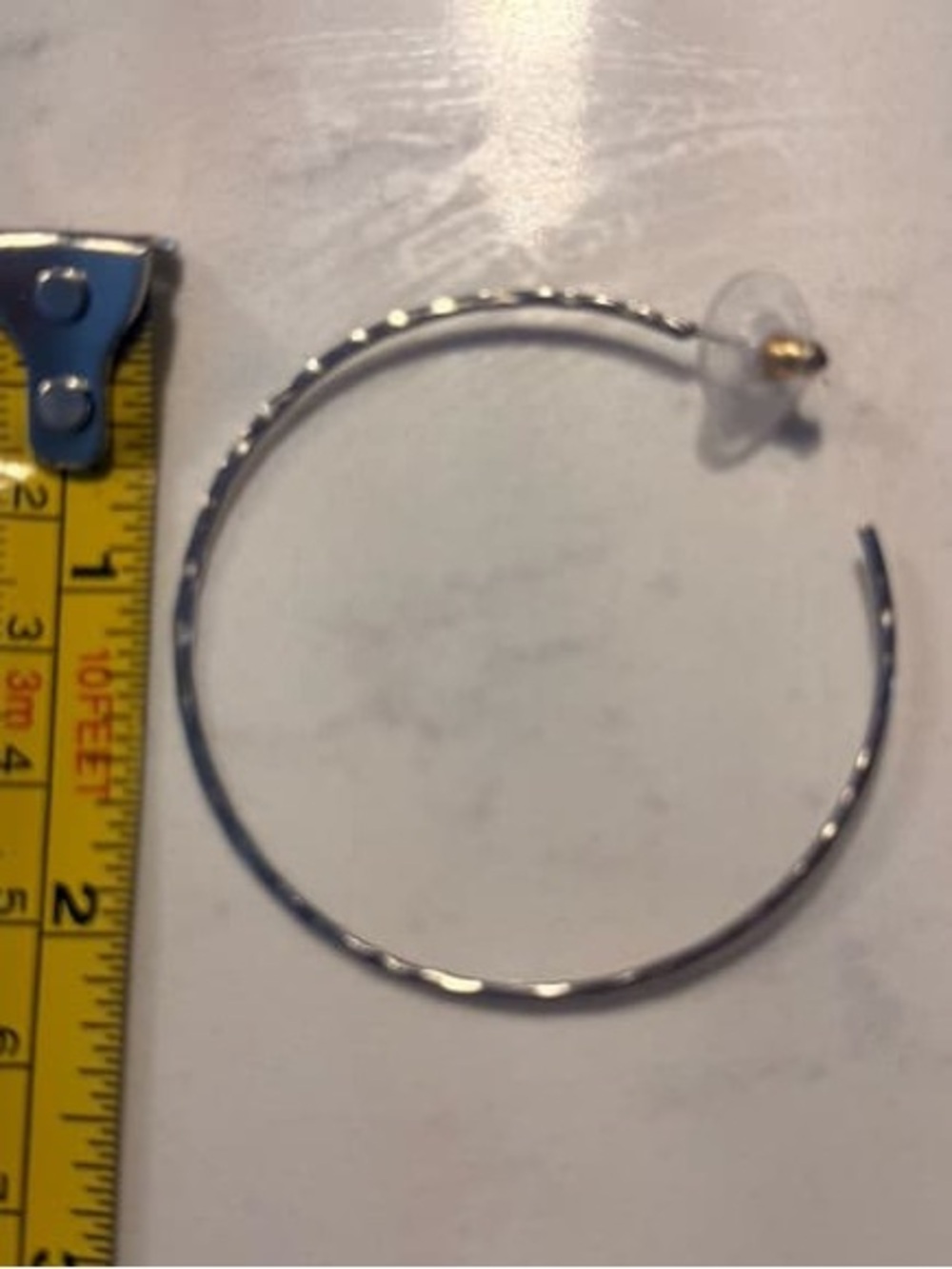 Silver Textured Hoop Earring - Women Jewelry